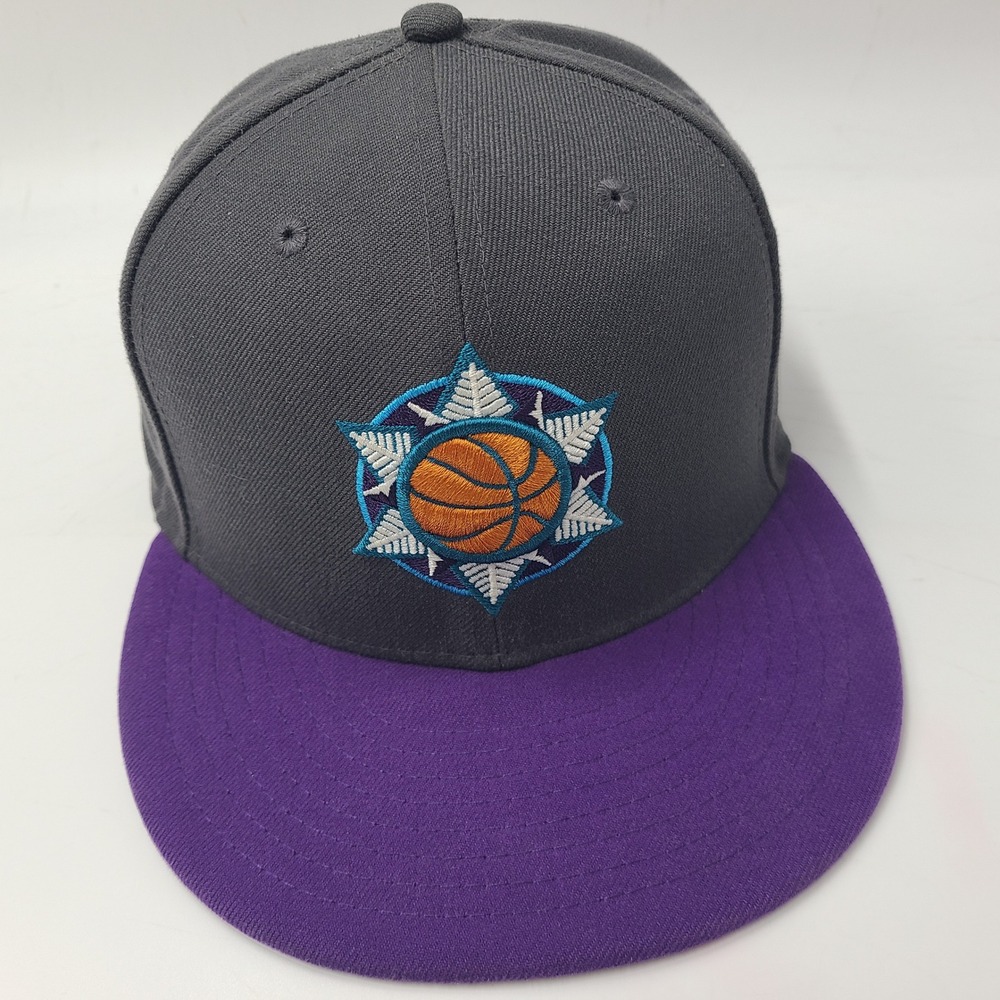 Utahโ Jazz Hat Fitted 7 1/4 New Era 59Fifty Gray Purple NBA Snowflake Logo Men